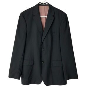 Hugo Boss Black Wool Blazer 40R 2-Button Notched Lapel Long Sleeve Made in USA